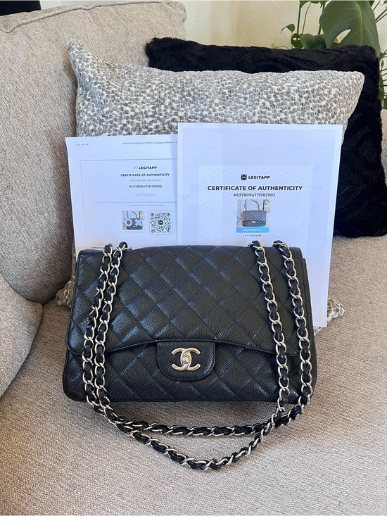 CHANEL Handbags - Chanel Classic Single Flap Black Quilted Caviar Jumbo Shoulder Bag